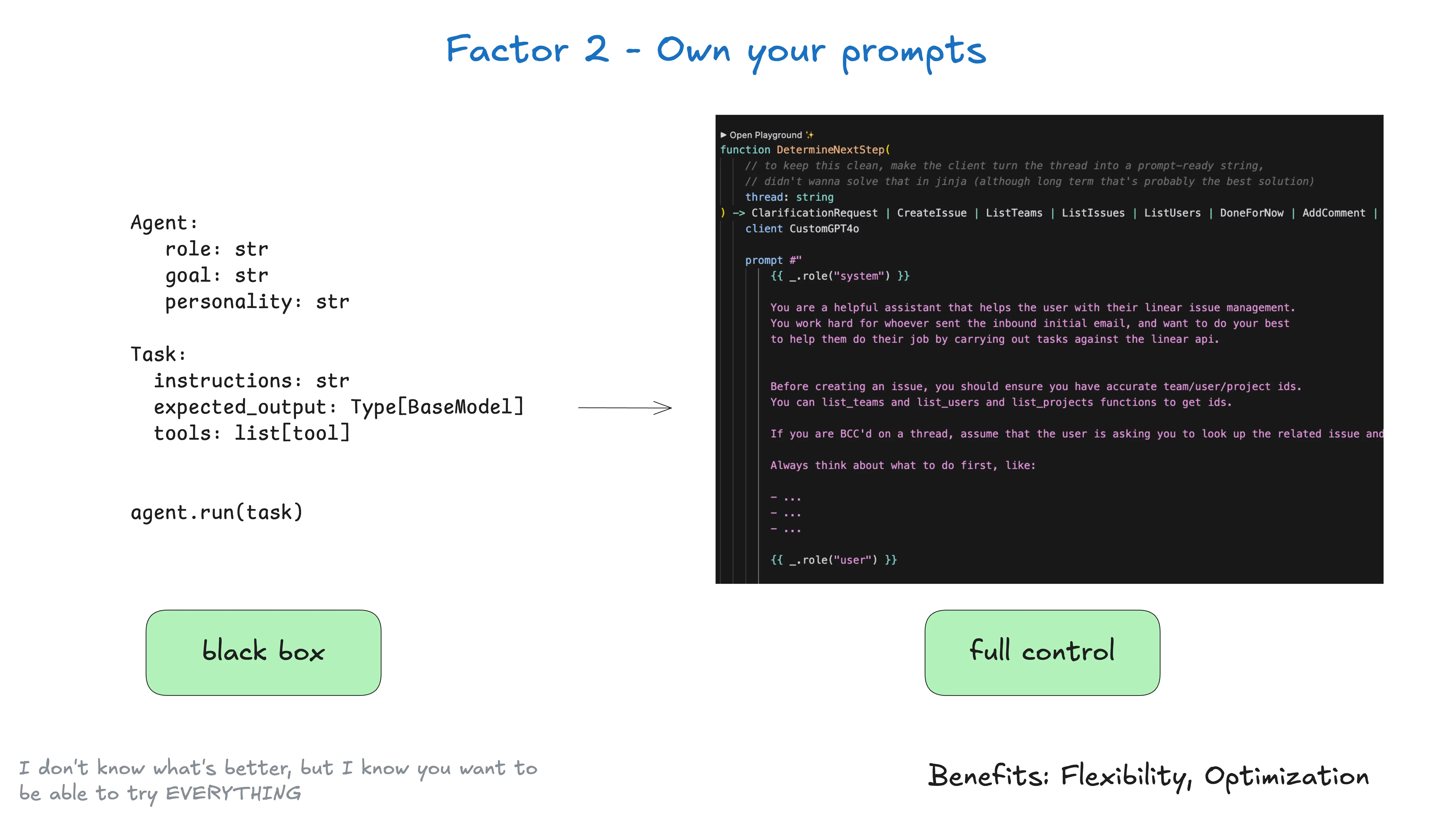 Factor 2: Own your prompts